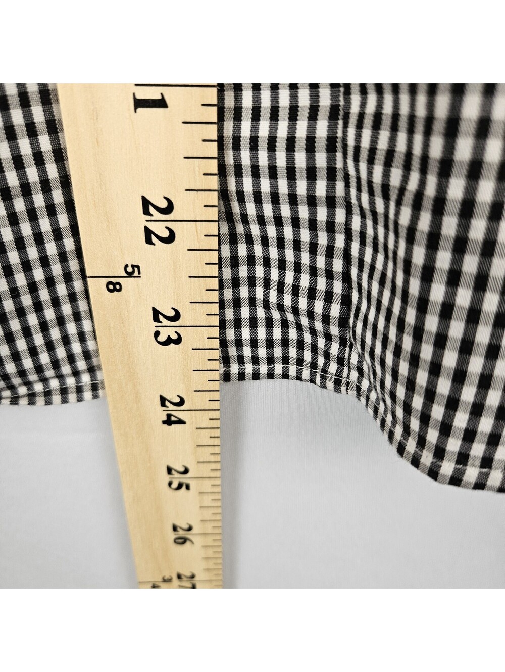 Brooks Brothers Petite 8P Gingham Blouse Black White Peter Pan Collar Stretch - Picture 6 of 9